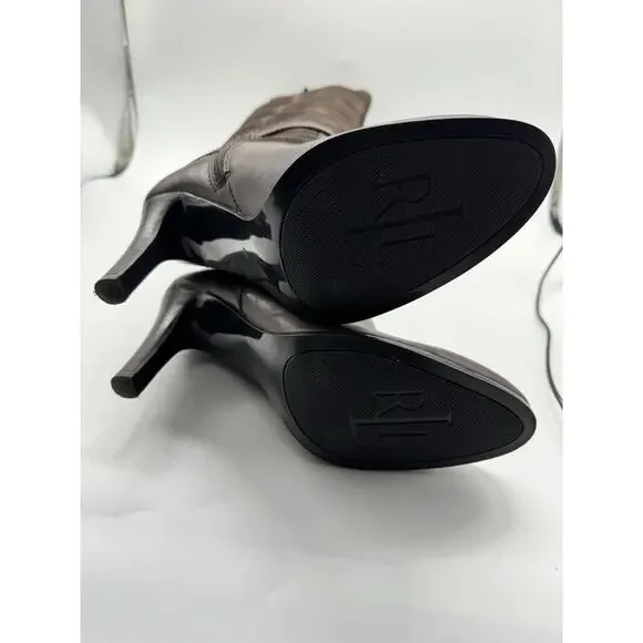 Ralph Lauren Bethan Brown Suede Leather Knee High Stiletto Riding Boots Size 9B - Picture 11 of 13